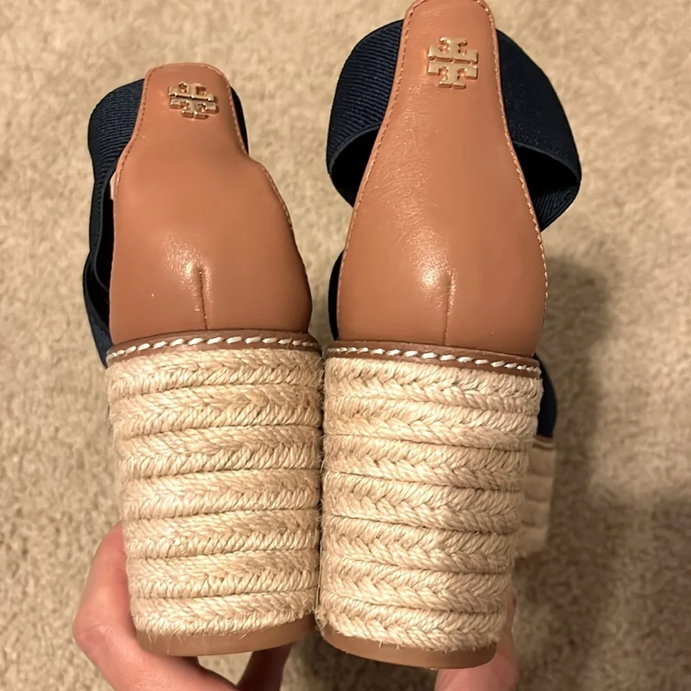 Tory Burch Frieda Platform Wedge Espadrille Sandals Size 7.5 - Picture 5 of 7